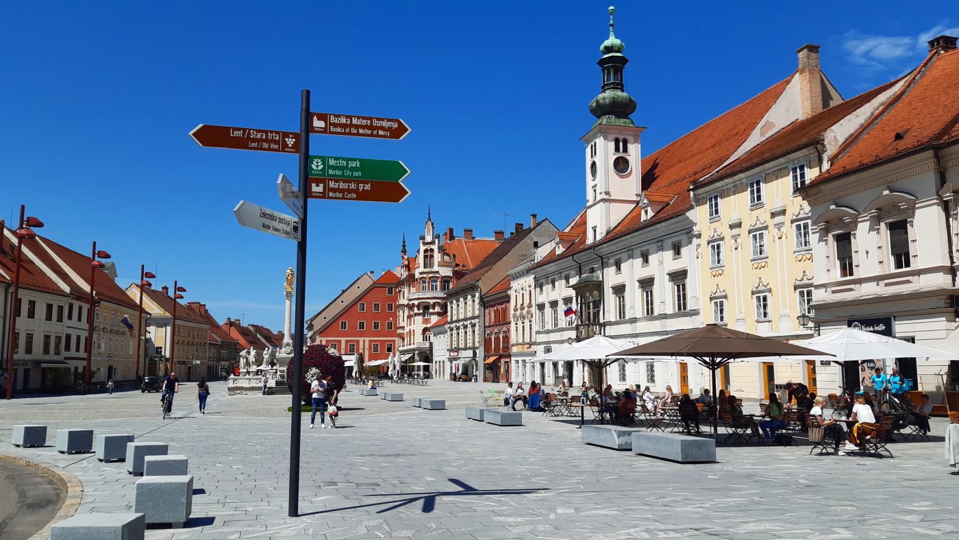 Signpost on the Main Square Maribor