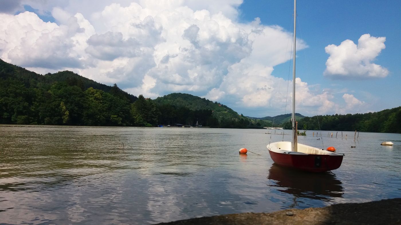 Boat on Drava River in Drava Center